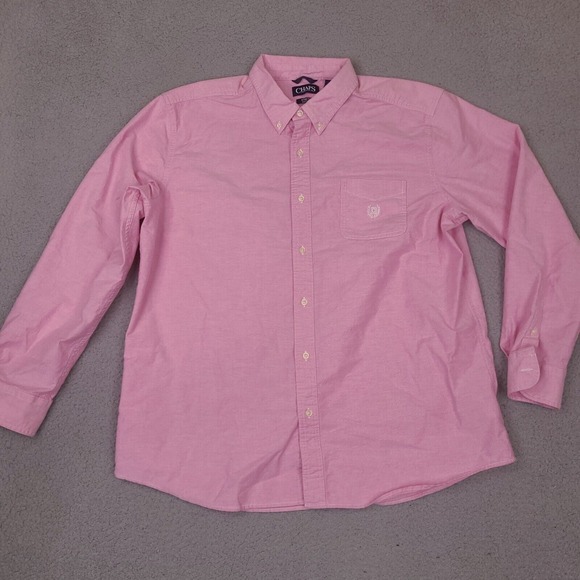 Chaps Shirt Mens XXL Pink Stretch Oxford Long‎ Sleeve Button Down Preppy - Picture 1 of 11
